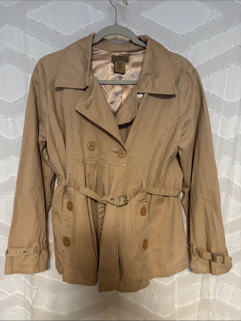 Art And Soul Khaki Trench Coat with Belted Waist